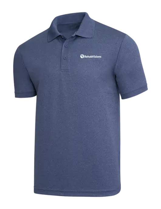 Light Navy Heather PosiCharge RacerMesh Polo w/RehabVisions POST Logo
