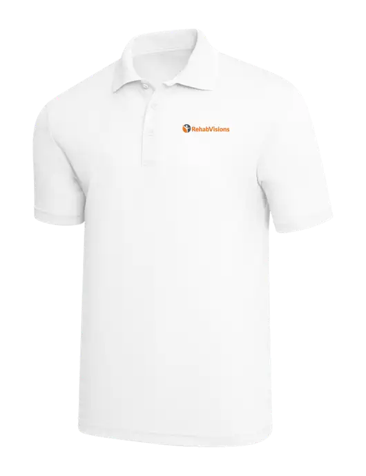White PosiCharge RacerMesh Polo w/RehabVisions POST Logo