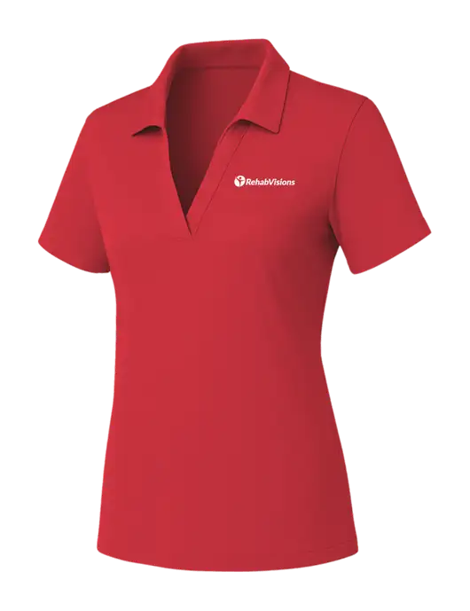 Womens Red PosiCharge RacerMesh Polo w/RehabVisions POST Logo