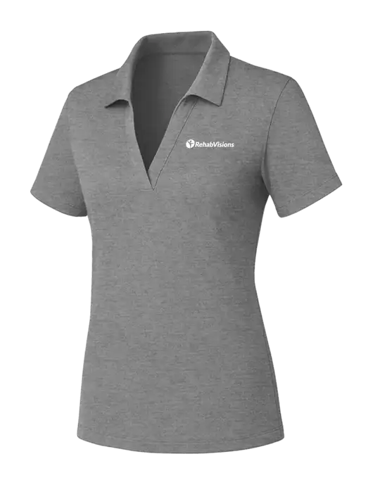 Womens Medium Grey Heather PosiCharge RacerMesh Polo w/RehabVisions POST Logo
