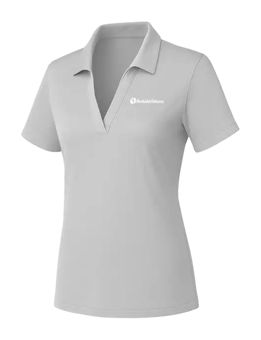 Womens Light Grey PosiCharge RacerMesh Polo w/RehabVisions POST Logo