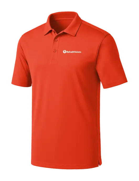 Orange Silk Touch Performance Polo w/RehabVisions POST Logo