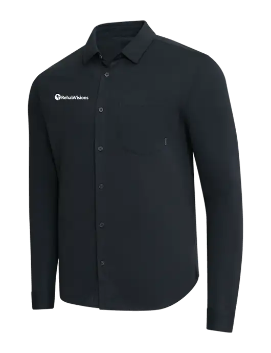 OGIO Black Extend Long Sleeve Button Up Shirt w/RehabVisions POST Logo