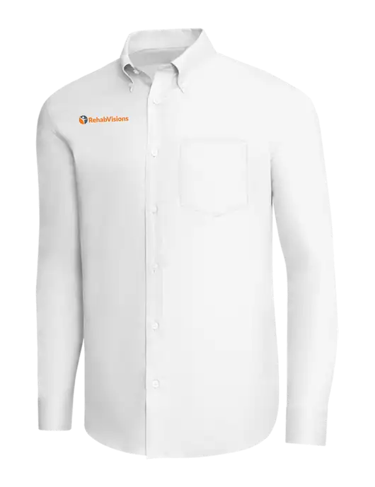 Brooks Brothers White Wrinkle-Free Stretch Pinpoint Shirt w/RehabVisions POST Logo