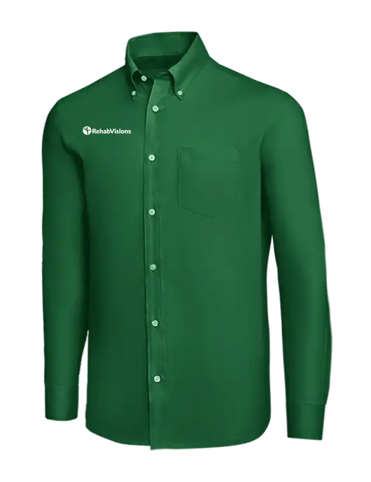 Brooks Brothers Medium Green Wrinkle-Free Stretch Nailhead Shirt w/RehabVisions POST Logo