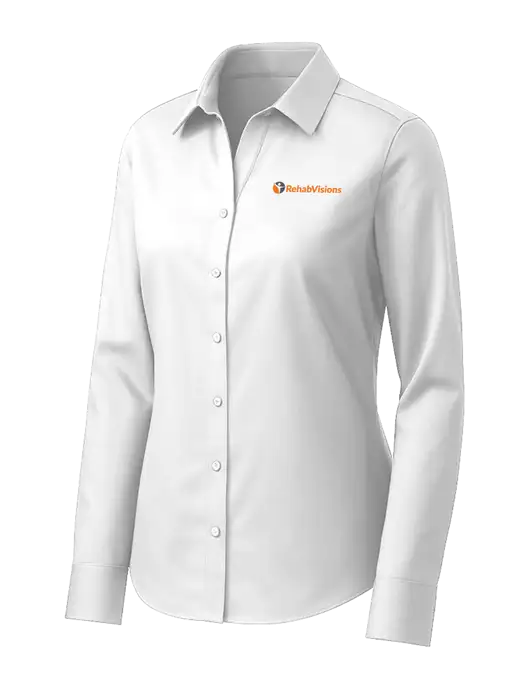 Brooks Brothers Womens White Wrinkle-Free Stretch Pinpoint Shirt w/RehabVisions POST Logo