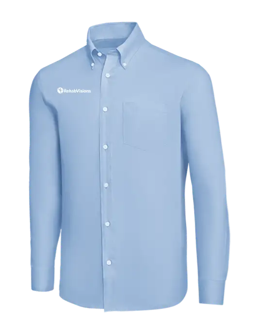 Brooks Brothers Light Blue Wrinkle-Free Stretch Nailhead Shirt w/RehabVisions POST Logo