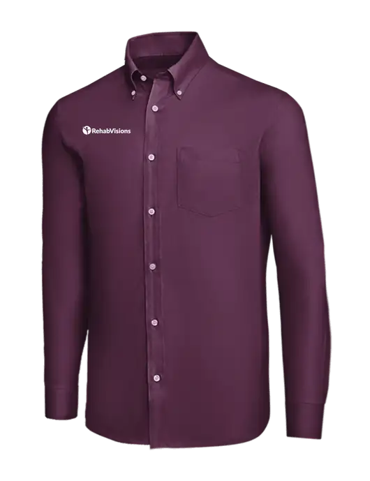 Brooks Brothers Eggplant Wrinkle-Free Stretch Nailhead Shirt w/RehabVisions POST Logo