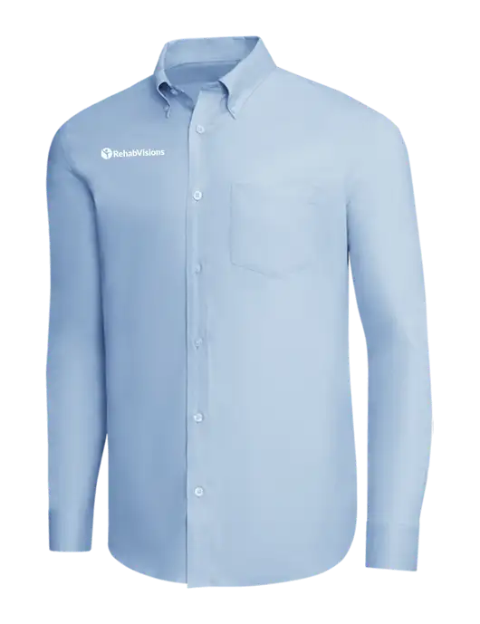 Brooks Brothers Light Blue Wrinkle-Free Stretch Pinpoint Shirt w/RehabVisions POST Logo