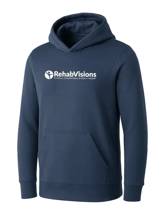 Womens Navy Core Fleece Pullover Hooded Sweatshirt w/RehabVisions POST Logo