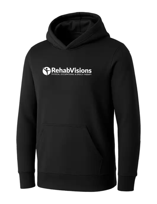 Womens Black Core Fleece Pullover Hooded Sweatshirt w/RehabVisions POST Logo