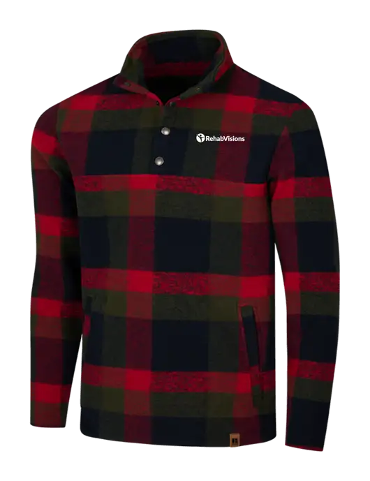 Russell Outdoors Red/Black Plaid Basin Snap Pullover w/RehabVisions POST Logo