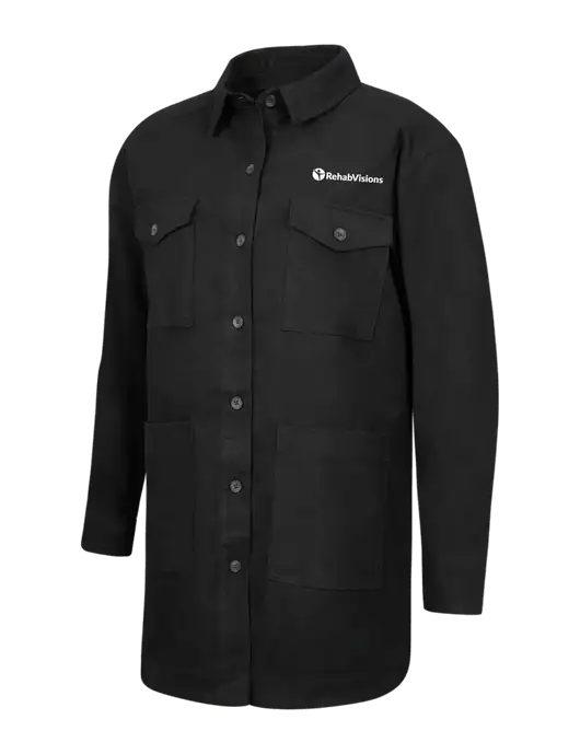 Mercer+Mettle Womens Black Long Sleeve Twill Overshirt w/RehabVisions POST Logo