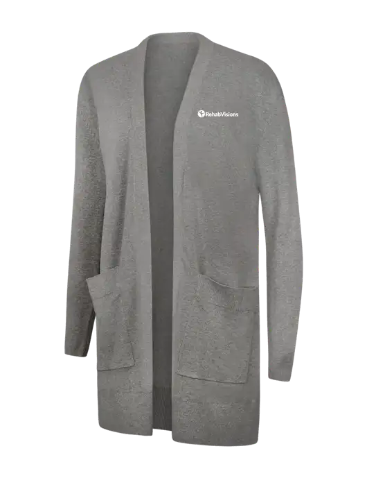 Mercer+Mettle Womens Light Grey Heather Open Front Cardigan Sweater w/RehabVisions POST Logo