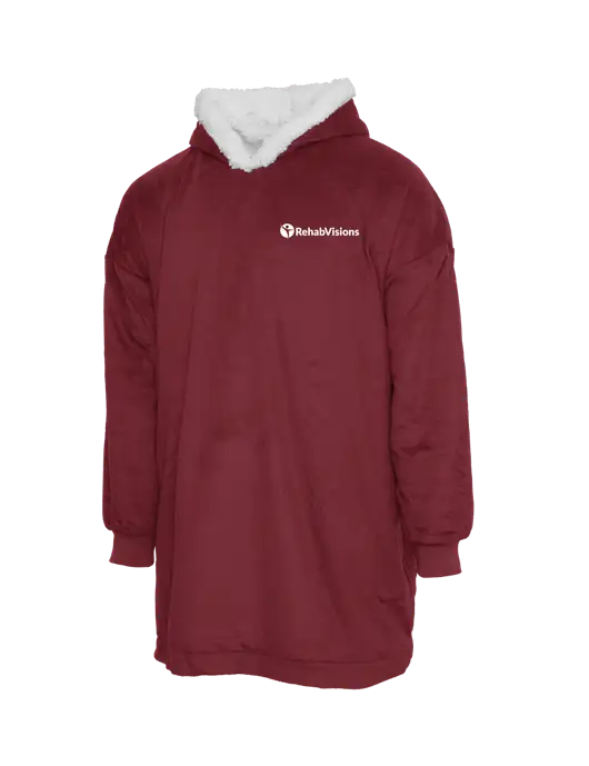 Wearable Lodge Dark Red Blanket w/RehabVisions POST Logo