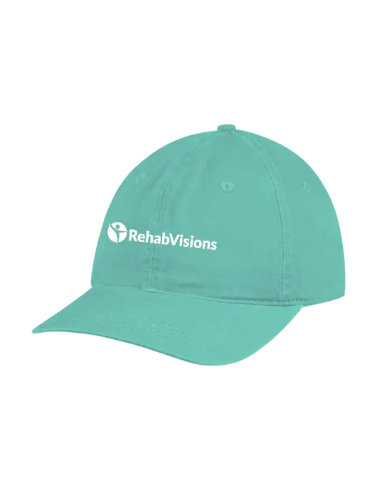 Garment Washed Unstructured Twill Very Light Teal Cap w/RehabVisions POST Logo