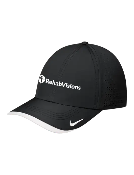 Nike Black/White Dri-FIT Perforated Performance Cap w/RehabVisions POST Logo