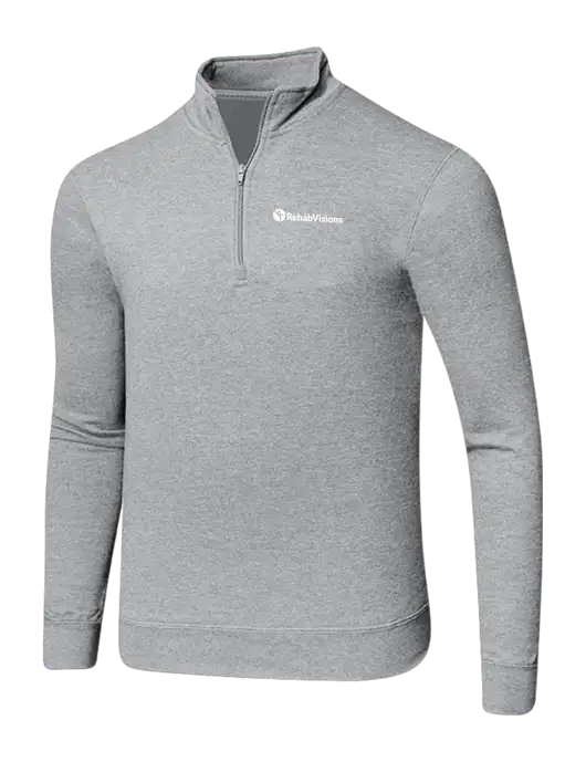 Light Heather Grey 8.5 oz Ring Spun 1/4 Zip Pullover Sweatshirt w/RehabVisions POST Logo