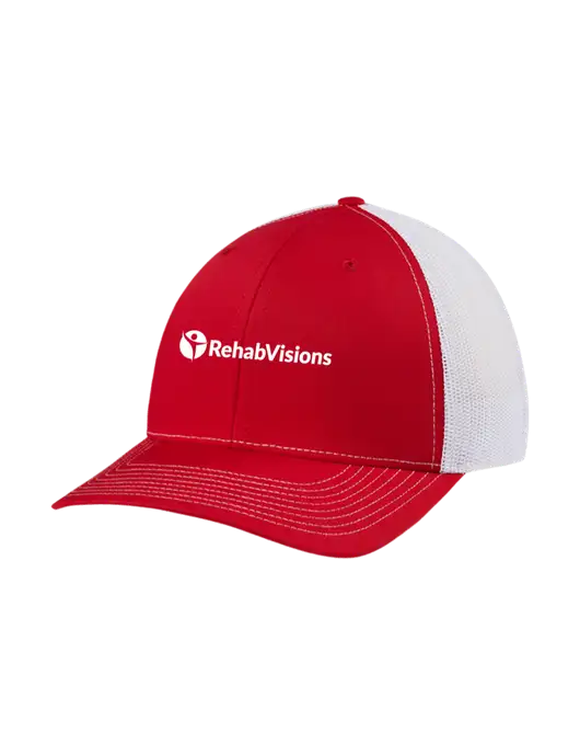 Richardson Adjustable Snapback Original 112 Trucker Cap Red w/White Mesh w/RehabVisions POST Logo
