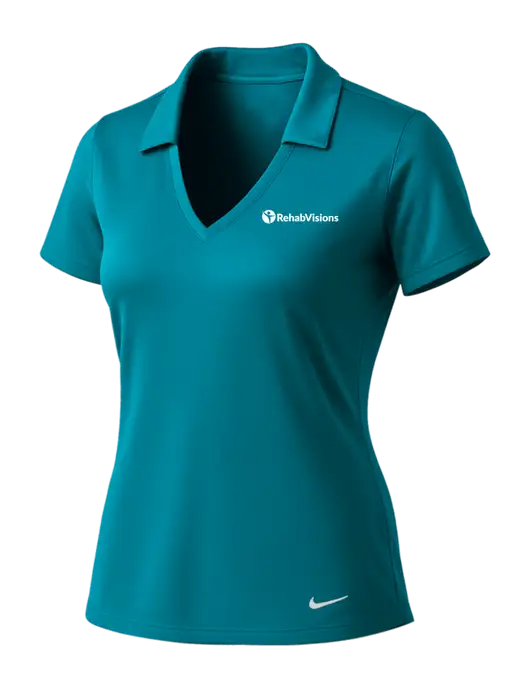 NIKE Dark Teal Womens Dri-Fit Vertical Mesh Polo w/RehabVisions POST Logo