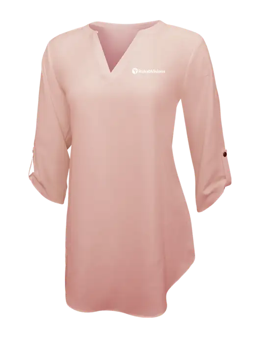 Light Coral Womens 3/4 Sleeve Tunic Blouse w/RehabVisions POST Logo