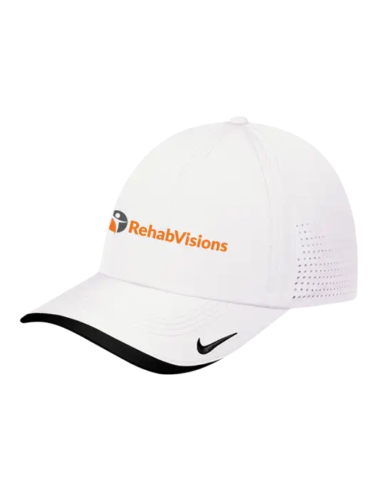 Nike White/Black Dri-FIT Perforated Performance Cap w/RehabVisions POST Logo