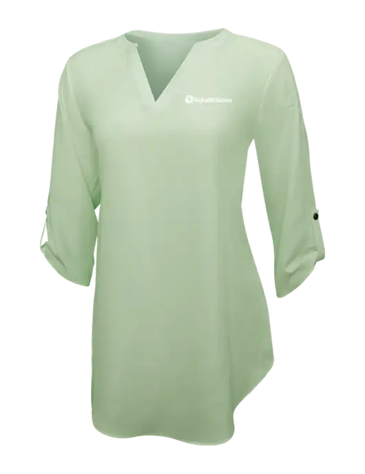Very Light Green Womens 3/4 Sleeve Tunic Blouse w/RehabVisions POST Logo