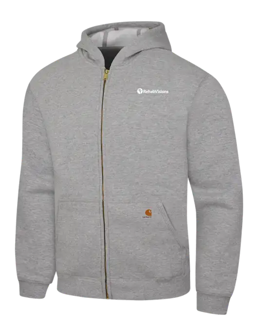 Carhartt Light Grey Heather Midweight Hooded Zip-Front Sweatshirt w/RehabVisions POST Logo
