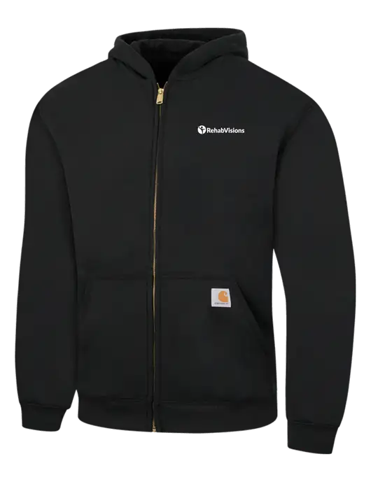 Carhartt Black Midweight Hooded Zip-Front Sweatshirt w/RehabVisions POST Logo