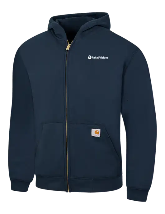 Carhartt Navy Midweight Hooded Zip-Front Sweatshirt w/RehabVisions POST Logo