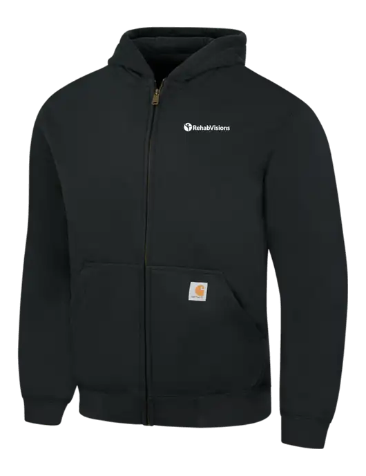 Carhartt Black Rain Defender Paxton Heavyweight Hooded Full Zip-Front Sweatshirt w/RehabVisions POST Logo