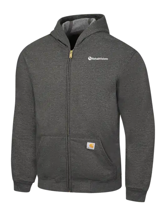 Carhartt Dark Grey Heather Midweight Hooded Zip-Front Sweatshirt w/RehabVisions POST Logo
