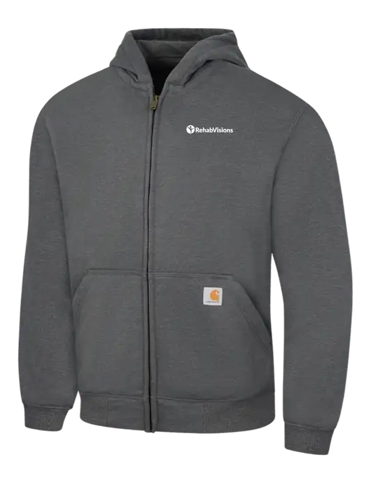 Carhartt Dark Grey Heather Rain Defender Paxton Heavyweight Hooded Zip-Front Sweatshirt w/RehabVisions POST Logo