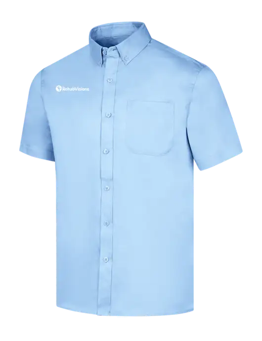 Short Sleeve Light Blue Superpro React Twill Shirt w/RehabVisions POST Logo