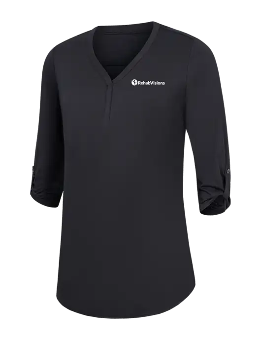 Womens Black City Stretch 3/4-Sleeve Tunic w/RehabVisions POST Logo