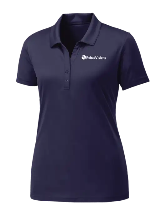 Womens Navy PosiCharge Competitor Polo w/RehabVisions POST Logo