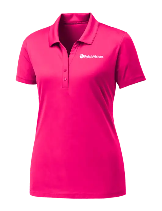 Womens Dark Fucia PosiCharge Competitor Polo w/RehabVisions POST Logo