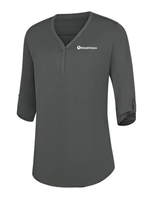 Womens Dark Grey City Stretch 3/4-Sleeve Tunic w/RehabVisions POST Logo