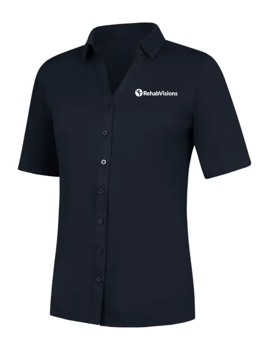 Womens Navy City Stretch Top w/RehabVisions POST Logo