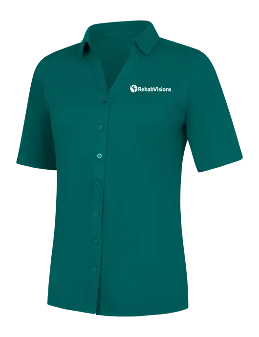 Womens Dark Teal City Stretch Top w/RehabVisions POST Logo