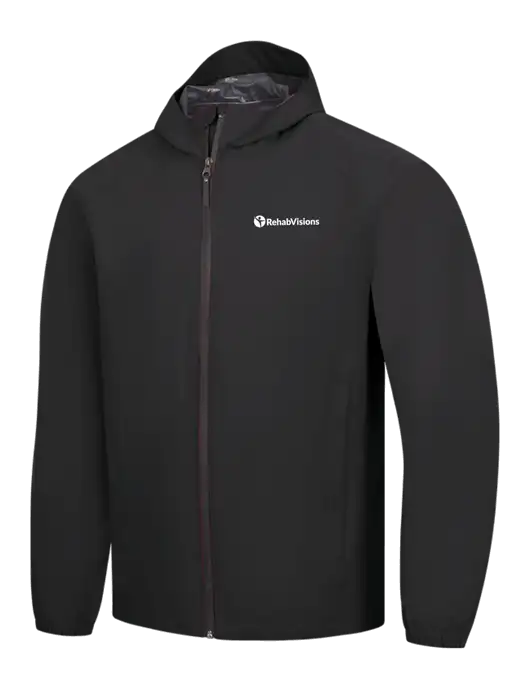Black Essential Rain Jacket w/RehabVisions POST Logo