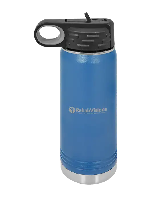 Polar Camel 20 oz Powder Coated Royal Vacuum Insulated Water Bottle w/RehabVisions POST Logo