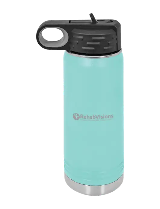 Polar Camel 20 oz Powder Coated Seafoam Vacuum Insulated Water Bottle w/RehabVisions POST Logo