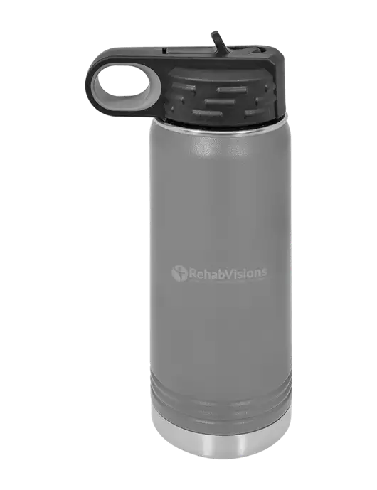 Polar Camel 20 oz Powder Coated Grey Vacuum Insulated Water Bottle w/RehabVisions POST Logo