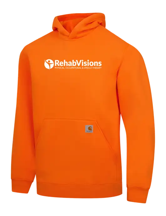 Carhartt Neon Orange Midweight Hooded Sweatshirt w/RehabVisions POST Logo