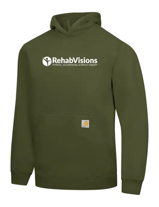 Carhartt Olive Midweight Hooded Sweatshirt w/RehabVisions POST Logo