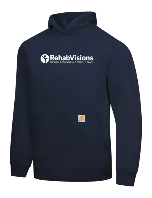 Carhartt Navy Midweight Hooded Sweatshirt w/RehabVisions POST Logo
