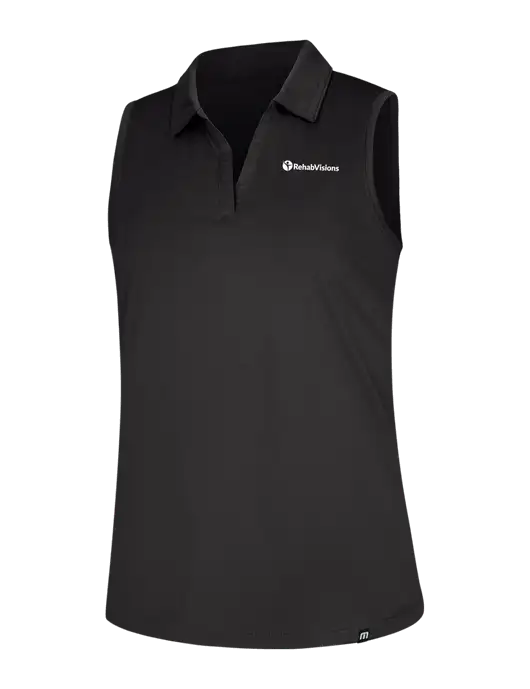 TravisMathew Womens Black Coto Performance Sleeveless Polo w/RehabVisions POST Logo