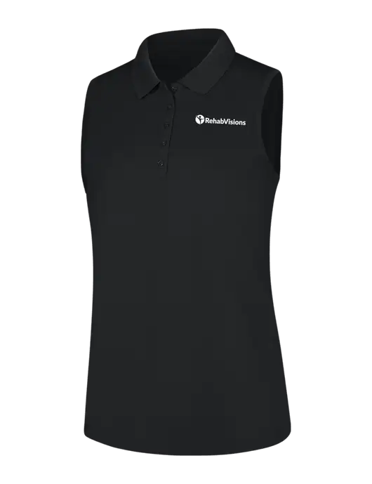 Womens Black Dry Zone UV Micro-Mesh Sleeveless Polo w/RehabVisions POST Logo