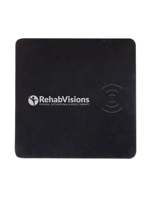 Black Laserable Leatherette Phone Charging Mat w/RehabVisions POST Logo